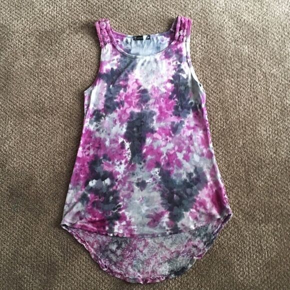 Shades of Purple & Grey Tie Dye Tank Top - Picture 1 of 5